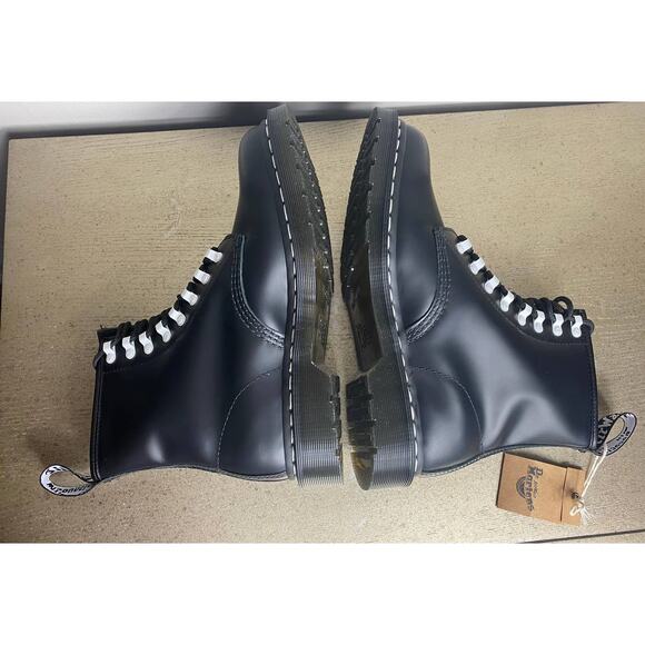 NWT DR MARTENS BOOTS 9 BLACK LEATHER SMOOTH 1460 LACE UP WHITE FAIRY GRUNGE GOTH - Picture 14 of 15